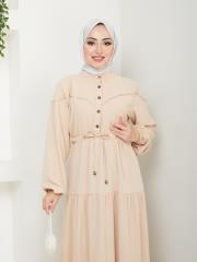 beli tünelli yazlık elbise asm1034 latte 6