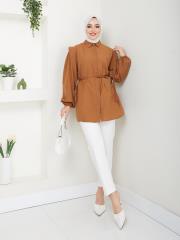 omuz detaylı yazlık tunik asm185 kahve