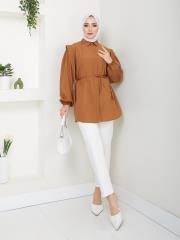omuz detaylı yazlık tunik asm185 kahve 3