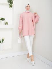 omuz detaylı yazlık tunik asm185 pudra 2