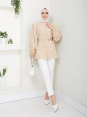 omuz detaylı yazlık tunik asm185 latte 2