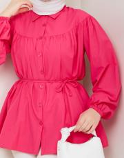 beli bağcıklı yazlık tunik asm184 fuşya 2