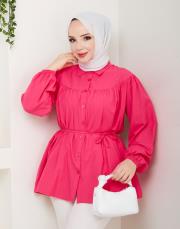 beli bağcıklı yazlık tunik asm184 fuşya 3