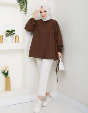 beli bağcıklı yazlık tunik asm184 kahve