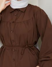 beli bağcıklı yazlık tunik asm184 kahve 3