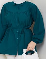 beli bağcıklı yazlık tunik asm184 petrol mavisi 2