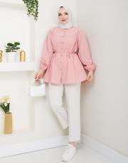 beli bağcıklı yazlık tunik asm184 pudra