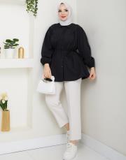 beli bağcıklı yazlık tunik asm184 siyah