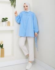 beli bağcıklı yazlık tunik asm184 buz mavisi 3