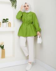 beli bağcıklı yazlık tunik asm184 fıstık yeşili