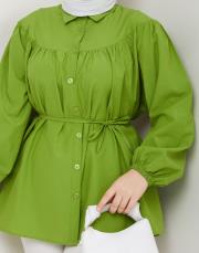 beli bağcıklı yazlık tunik asm184 fıstık yeşili 2