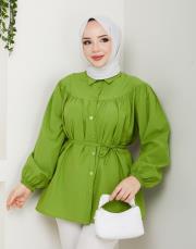 beli bağcıklı yazlık tunik asm184 fıstık yeşili 3