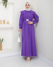 yaka detaylı yazlık elbi̇se asm229 lila