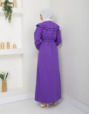 yaka detaylı yazlık elbi̇se asm229 lila 4