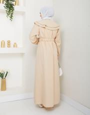 yaka detaylı yazlık elbi̇se asm229 bej 4