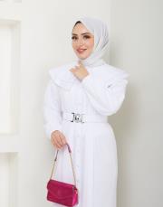 yaka detaylı yazlık elbi̇se asm229 beyaz 2