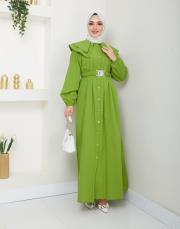 yaka detaylı yazlık elbi̇se asm229 fıstık yeşili