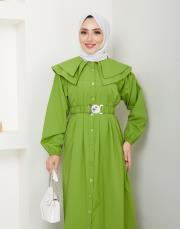 yaka detaylı yazlık elbi̇se asm229 fıstık yeşili 2