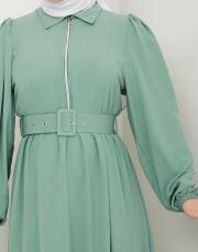 beli̇ kemerli yazlık elbi̇se asm232 su yeşili 3