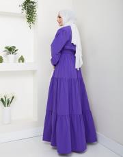 ön nakış detaylı beli gipeli yazlık elbise asm7063 mor 4