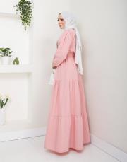 ön nakış detaylı beli gipeli yazlık elbise asm7063 pudra 4