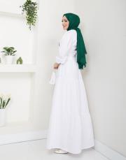 ön nakış detaylı beli gipeli yazlık elbise asm7063 beyaz 4