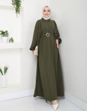 balon kol yazlık elbise asm140 haki