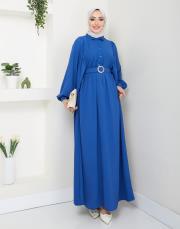 balon kol yazlık elbise asm140 indigo