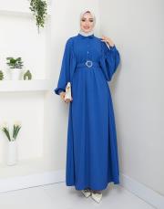 balon kol yazlık elbise asm140 indigo 2