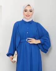 balon kol yazlık elbise asm140 indigo 4