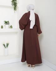 balon kol yazlık elbise asm140 kahve 2