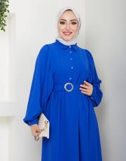 balon kol yazlık elbise asm140 mavi 4