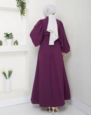 balon kol yazlık elbise asm140 mor 5