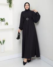 balon kol yazlık elbise asm140 siyah