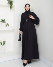 balon kol yazlık elbise asm140 siyah 2