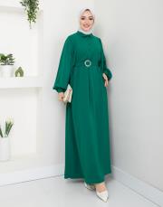 balon kol yazlık elbise asm140 zümrüt