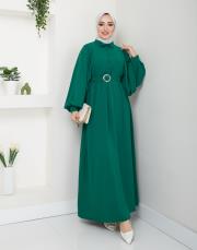 balon kol yazlık elbise asm140 zümrüt 2