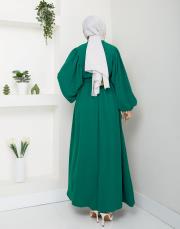 balon kol yazlık elbise asm140 zümrüt 3