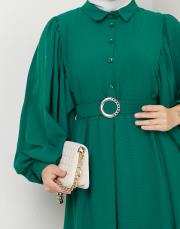 balon kol yazlık elbise asm140 zümrüt 5