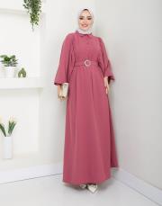 balon kol yazlık elbise asm140 gül