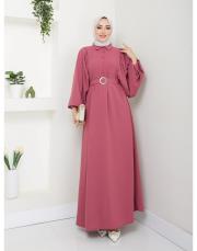 balon kol yazlık elbise asm140 gül 3