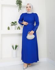 krep kol detaylı yazlık elbise asm174 saks