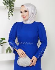 krep kol detaylı yazlık elbise asm174 saks 4