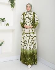 desenli viscon yazlık elbise asm208 haki 2