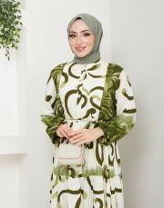 desenli viscon yazlık elbise asm208 haki 3