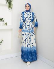 desenli viscon yazlık elbise asm208 mavi