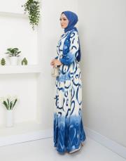 desenli viscon yazlık elbise asm208 mavi 2