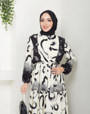 desenli viscon yazlık elbise asm208 siyah 5