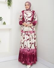 desenli viscon yazlık elbise asm208 bordo 2