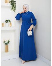 yaka detaylı elbise asm244 indigo 2